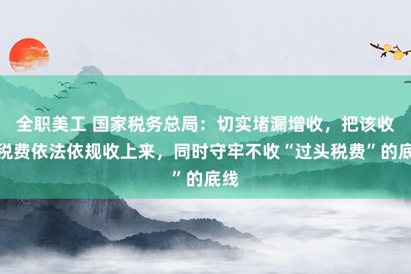 全职美工 国家税务总局：切实堵漏增收，把该收的税费依法依规收上来，同时守牢不收“过头税费”的底线