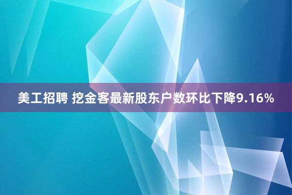 美工招聘 挖金客最新股东户数环比下降9.16%