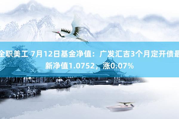 全职美工 7月12日基金净值：广发汇吉3个月定开债最新净值1.0752，涨0.07%