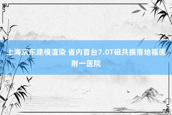 上海京东建模渲染 省内首台7.0T磁共振落地福医附一医院